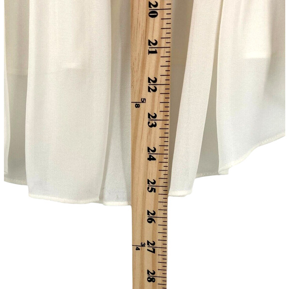 Kenneth Cole Blouse Top Womens Petite Small White Chiffon Drawstring V Neck - Picture 15 of 15